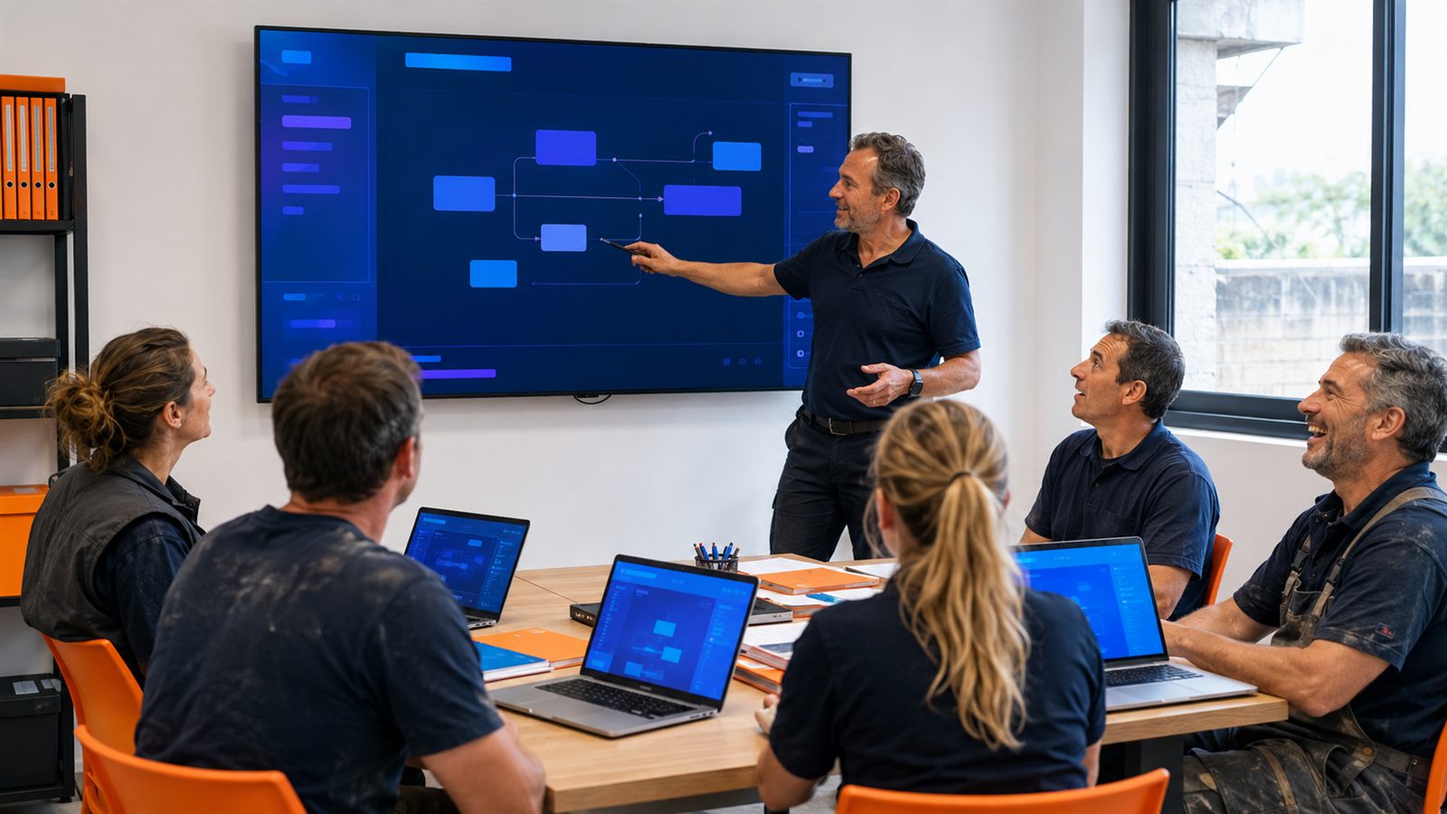 Formation IA pour dirigeants et artisans du BTP en petit groupe avec formateur expert bâtiment